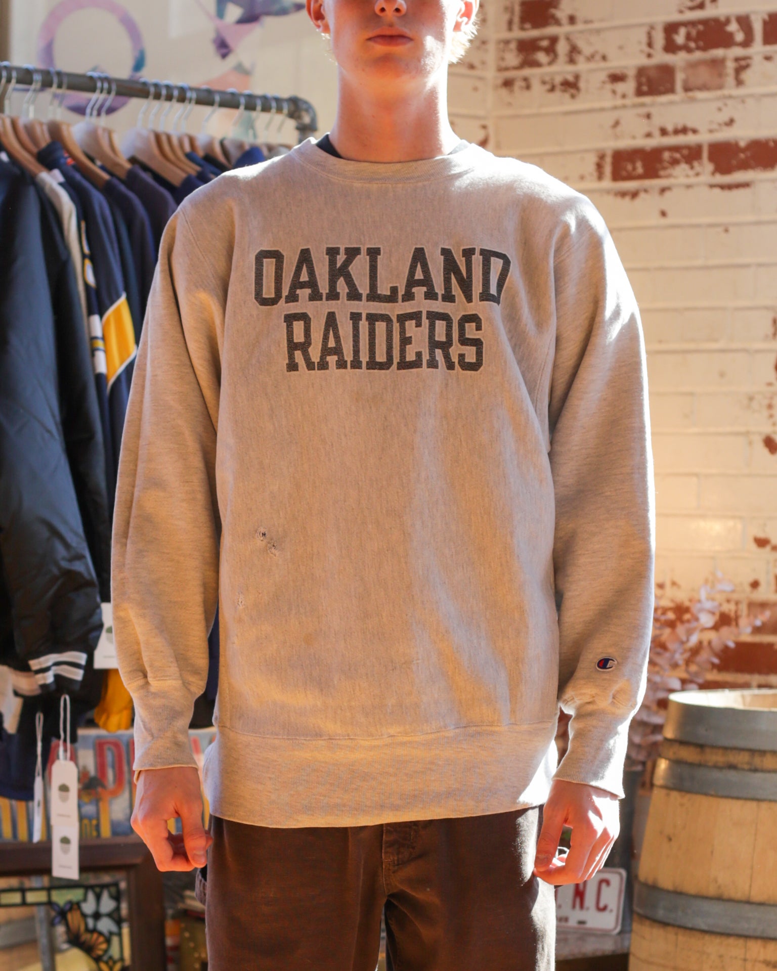 90s Champion Raiders Reverse good Weave Crewneck